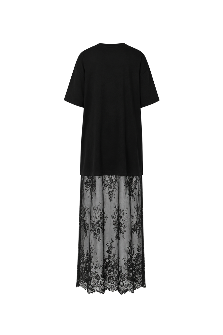 "Vesper" T-Shirt Maxi Dress — Rosewood Brown Lace Skirt