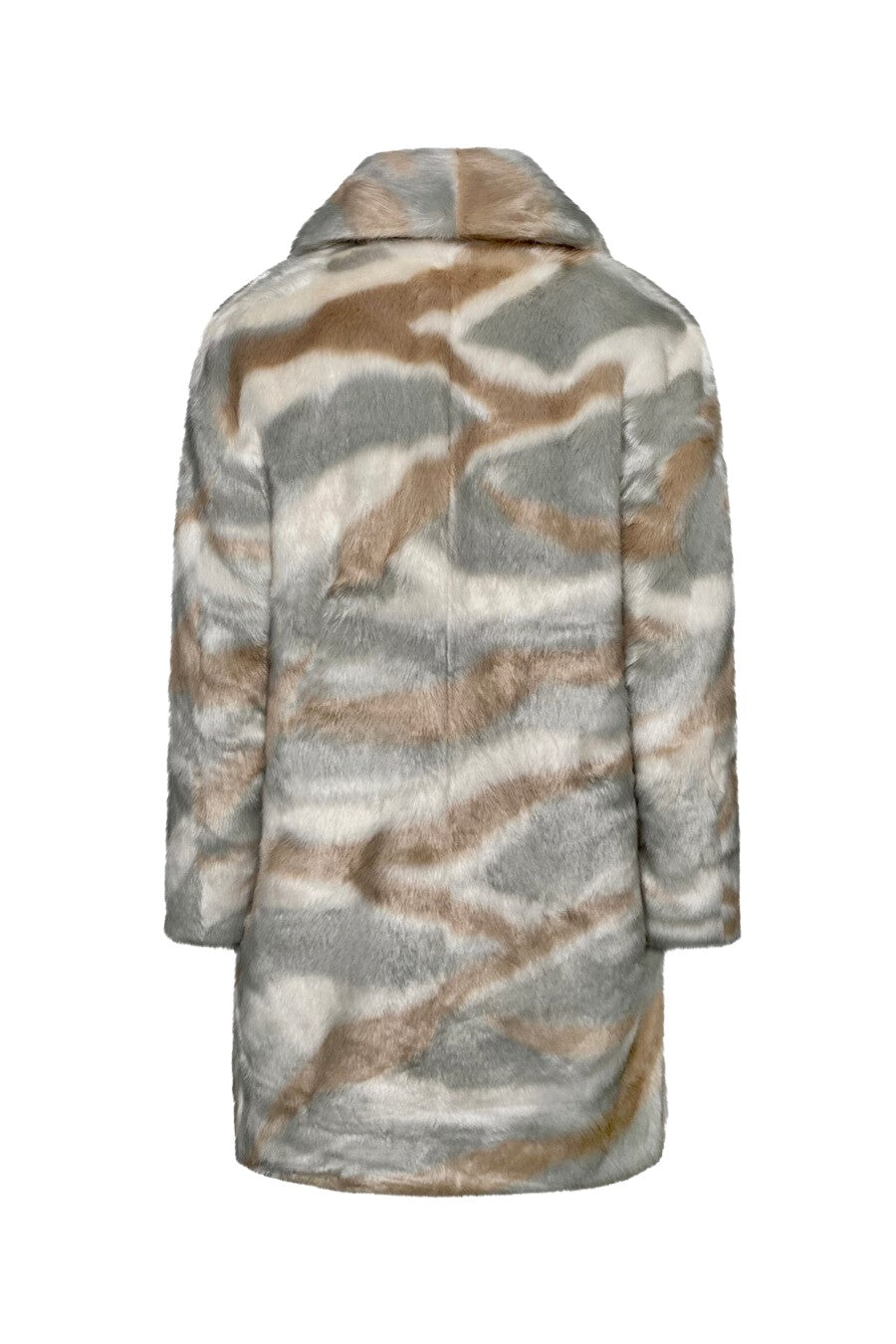"Fable" Coat — Multi-Color Marble Print Vegan Mink Fur
