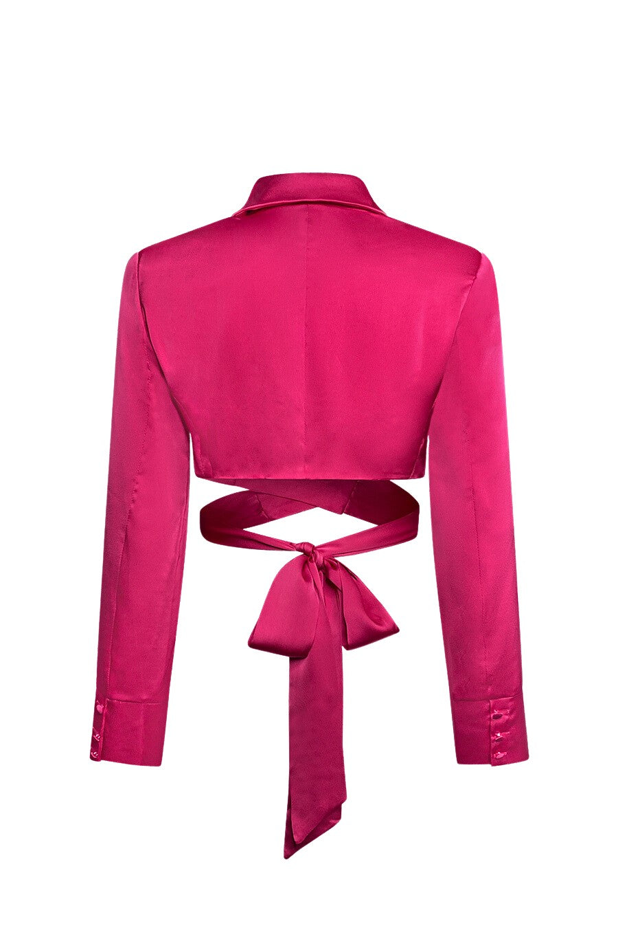 "Fiora" Satin Matching Set — Fuchsia Pink Blazer & Trousers