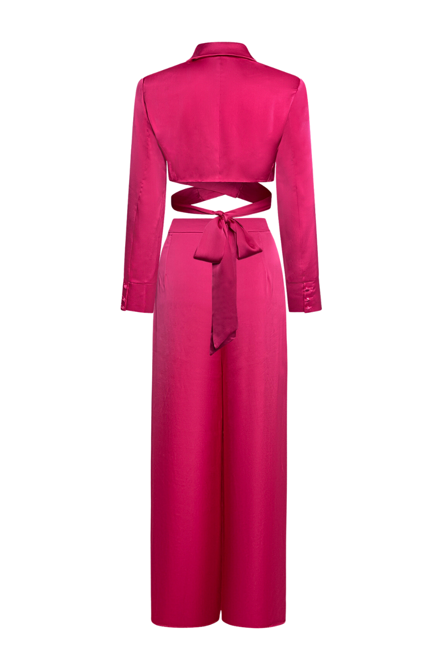 "Fiora" Satin Matching Set — Fuchsia Pink Blazer & Trousers