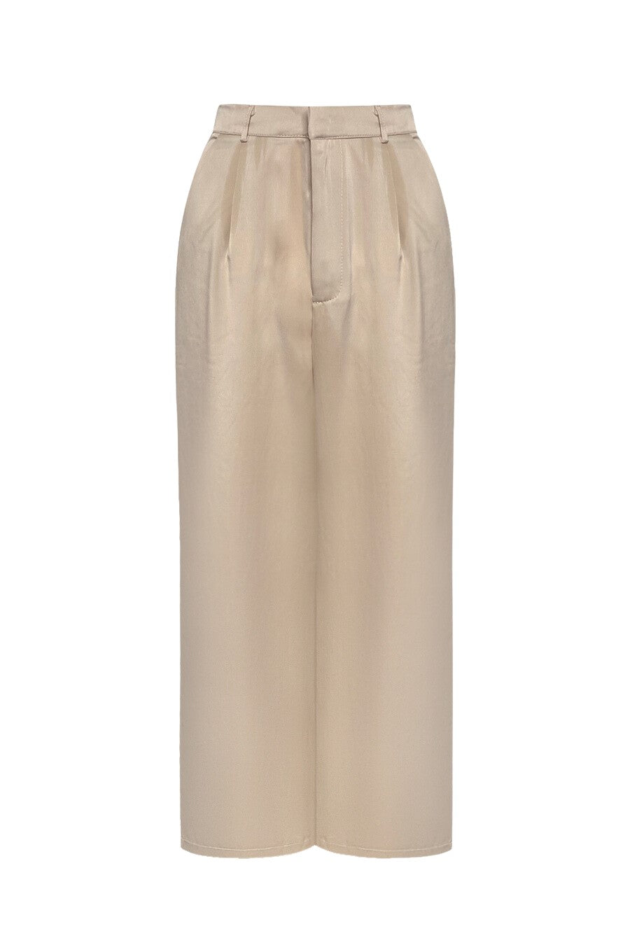 “Merit” Wide-Leg Trousers — Beige High-Waist with Pleats