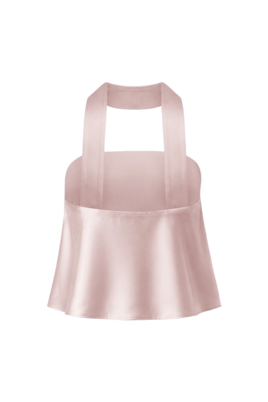 MorAurae Brisa Ballet Pink satin flowy top back view with scarf neckline and back shoulder straps