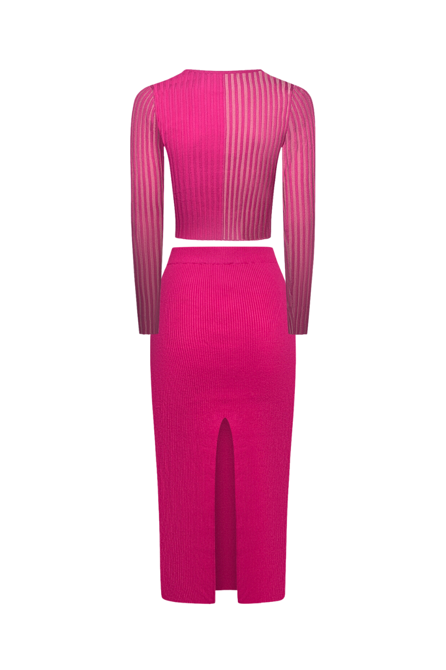 “Varia” Ribbed Matching Set — Emerald Green Two-Tone Crop Top & Skirt