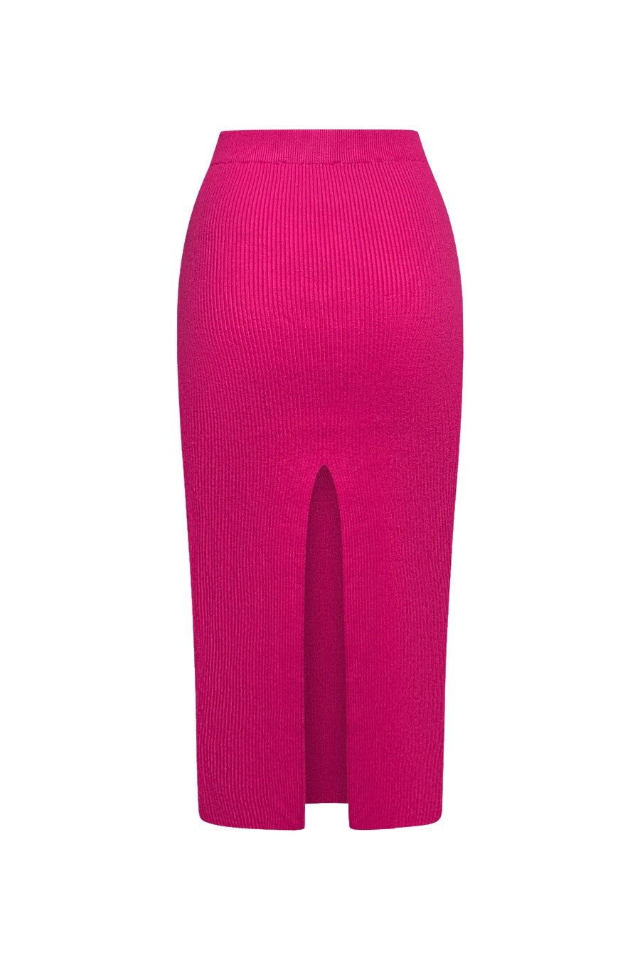 “Varia” Ribbed Matching Set — Magenta Pink Two-Tone Crop Top & Skirt
